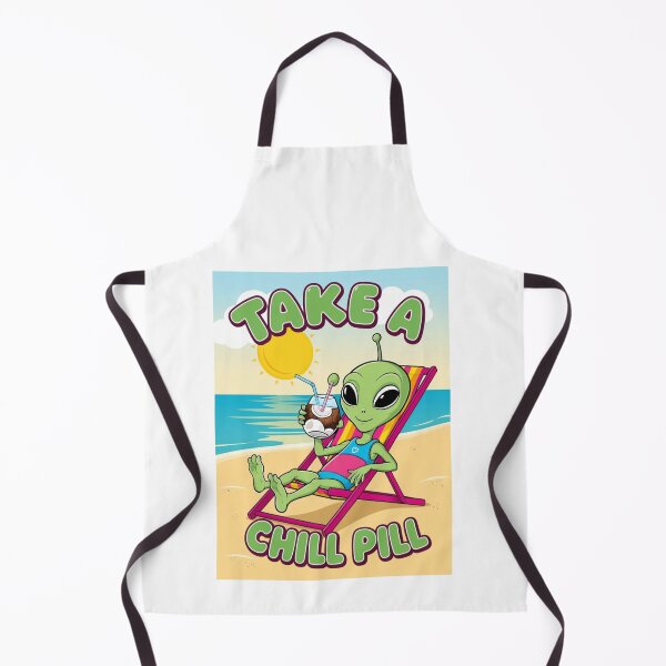 Item preview, Funny Cute Alien Relaxing - Take a Chill Pill Beach Vibes T-Shirt Design designed and sold by Chillspire.