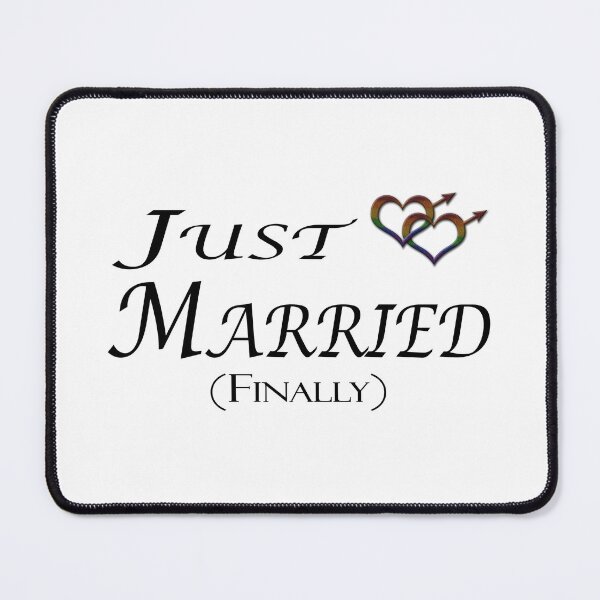 Item preview, Just Married (Finally) Gay Pride Interlinking Male Gender Symbols designed and sold by LiveLoudGraphic.