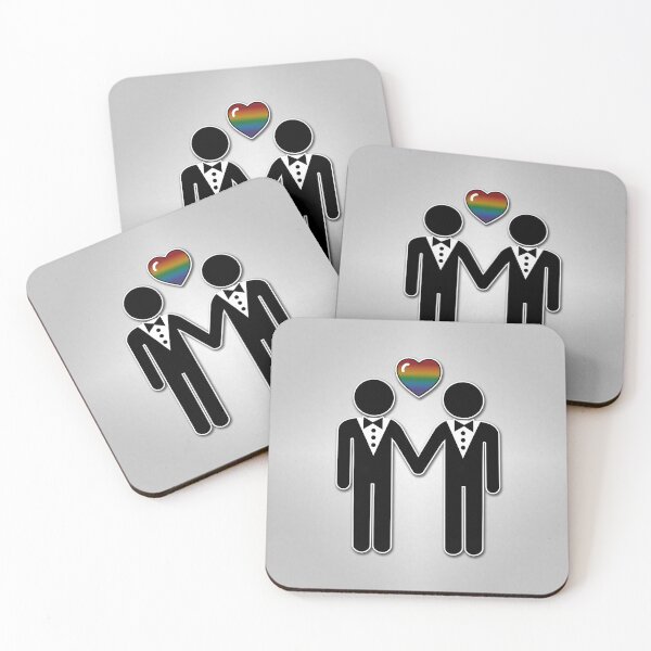 Item preview, Gay Silhouette Grooms with Rainbow Colored Pride Heart designed and sold by LiveLoudGraphic.