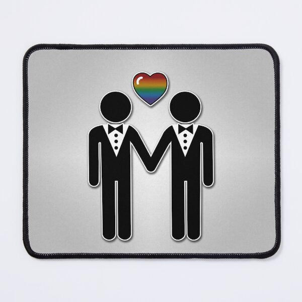 Item preview, Gay Silhouette Grooms with Rainbow Colored Pride Heart designed and sold by LiveLoudGraphic.