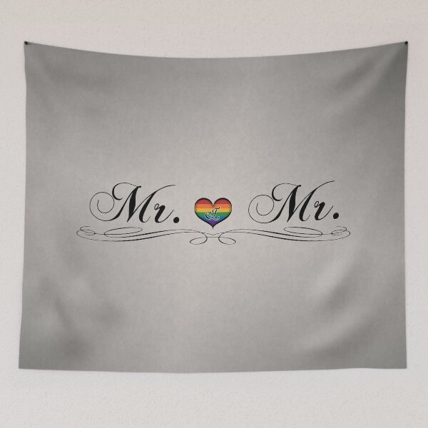 Item preview, Mr. and Mr. Gay Pride Typography with Rainbow Heart designed and sold by LiveLoudGraphic.