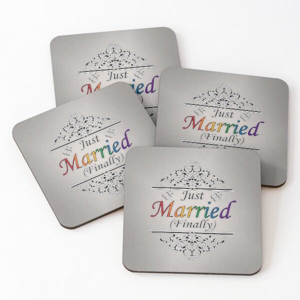 Item preview, Just Married (Finally) Gay Pride Design with Floral Highlights designed and sold by LiveLoudGraphic.