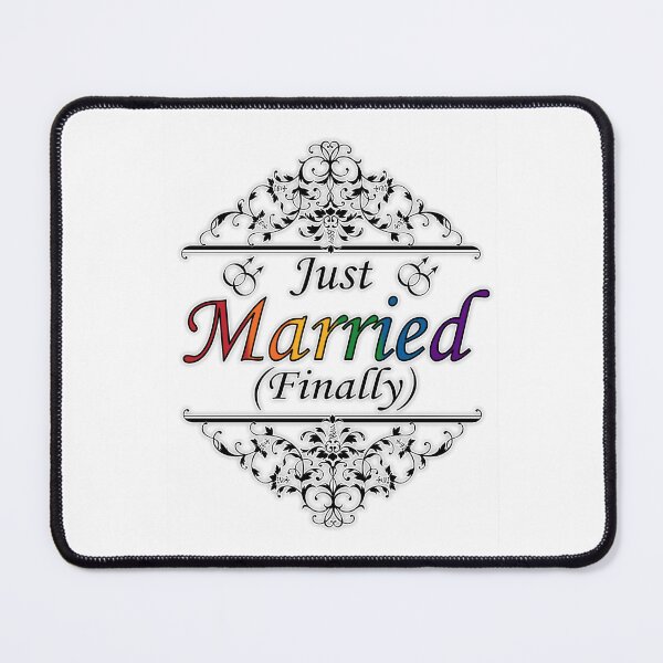 Item preview, Just Married (Finally) Gay Pride Design with Floral Highlights designed and sold by LiveLoudGraphic.