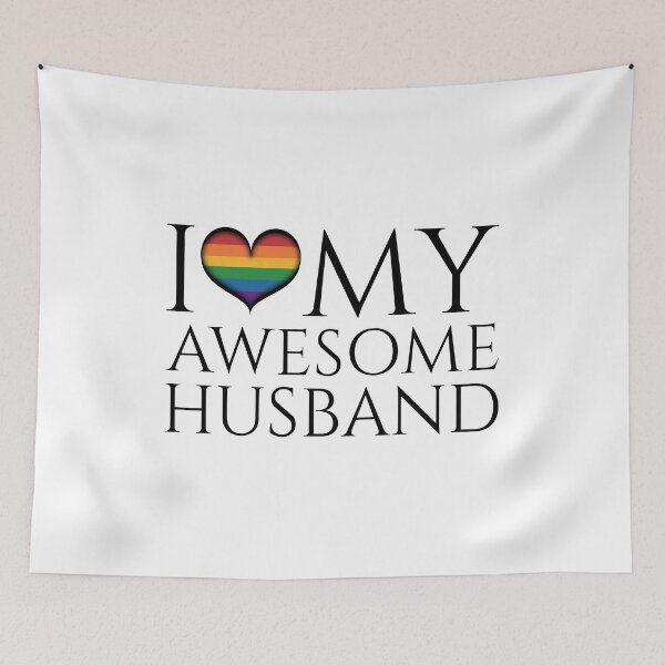 Item preview, I Love My Awesome Husband Gay Pride Typography designed and sold by LiveLoudGraphic.