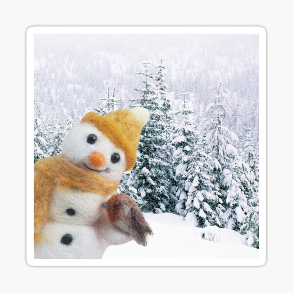 Artikel-Vorschau von Gefilztes Schneemannbild vor verschneiter Winterlandschaft, designt und verkauft von RockingFelter.