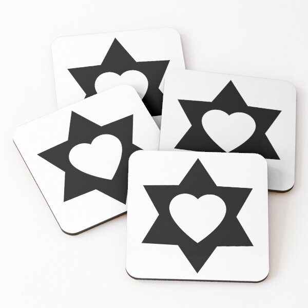Item preview, Star of David with Heart Cutout black on white designed and sold by Jewish Love.