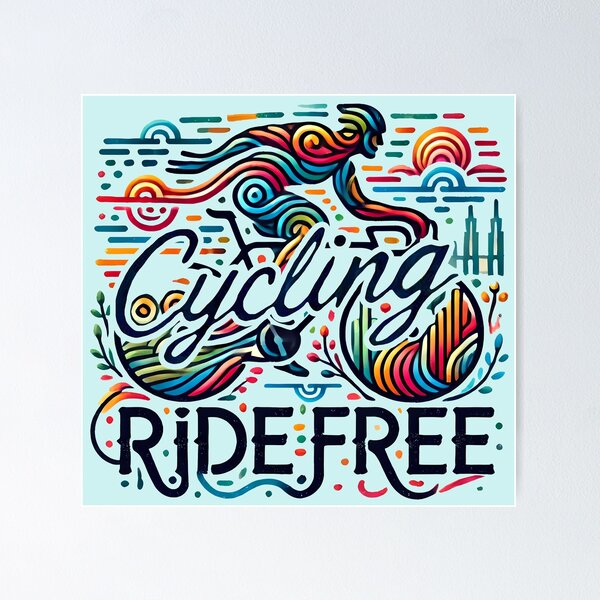 Item preview, Cycling Ride Free, typography designed and sold by maxmaj.
