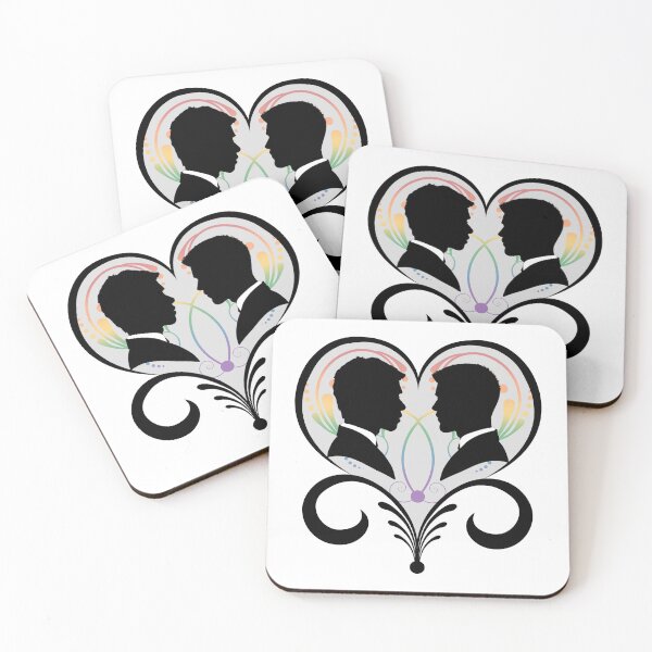 Item preview, Two Gay Pride Grooms Inside an Elegant Heart designed and sold by LiveLoudGraphic.