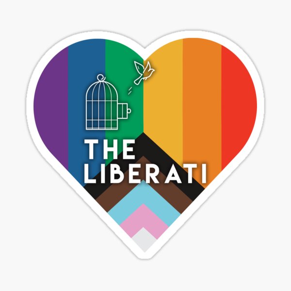 The Liberati Logo Intersectional Pride Flag Heart Sticker