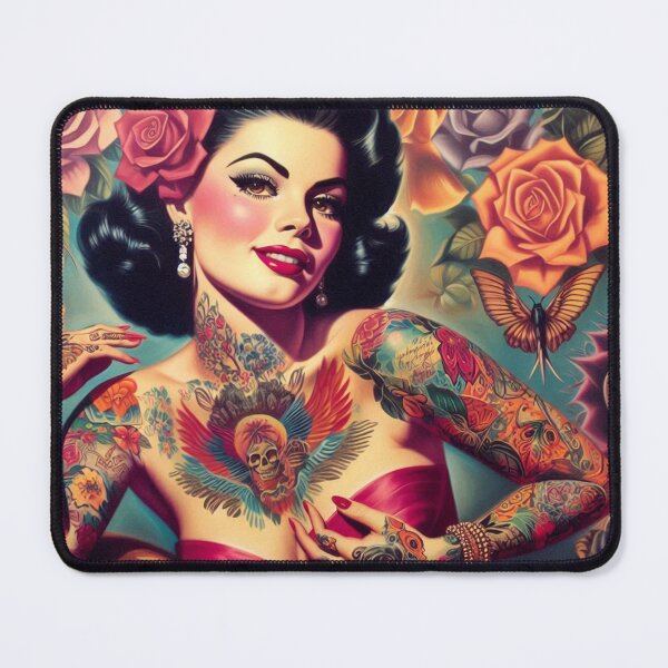Item preview, Vintage Tattooed Woman Painting designed and sold by PulpVintage.