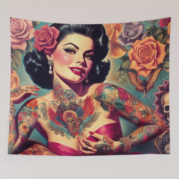 Item preview, Vintage Tattooed Woman Painting designed and sold by PulpVintage.