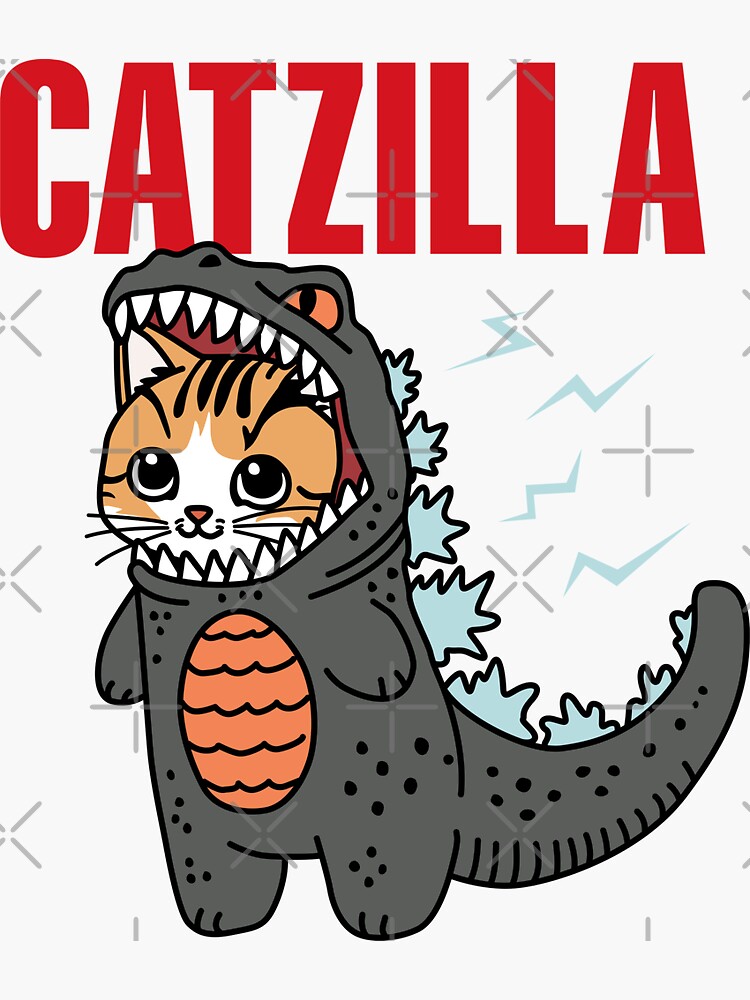 Thumbnail 3 of 3, Sticker, Cute Kitty Catzilla designed and sold by NQArtist.