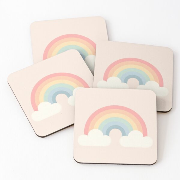Item preview, Soft Pastel Rainbow with Clouds – Minimal Kawaii Wall Art designed and sold by 123Rainbow.