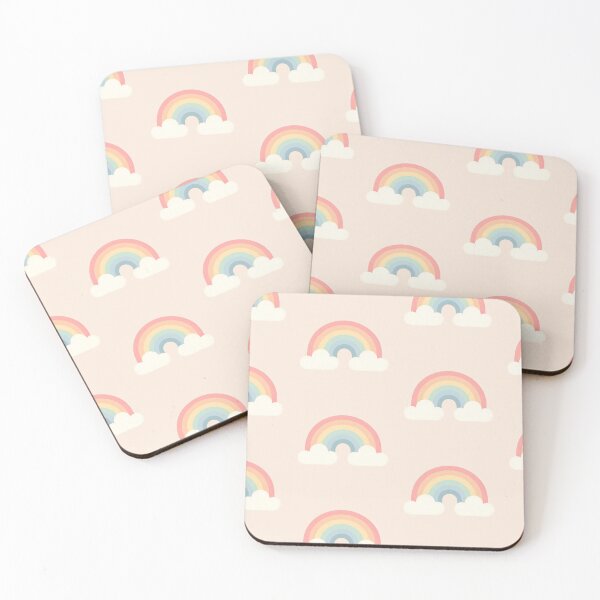 Item preview, Soft Pastel Rainbow with Clouds II – Minimal Kawaii Wall Art designed and sold by 123Rainbow.