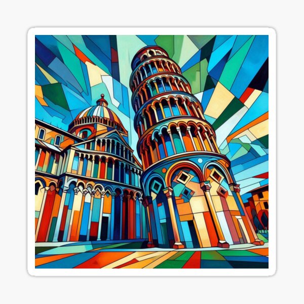 Item preview, Cathedral and Leaning Tower of Pisa, Cubist Style designed and sold by Gaborai.