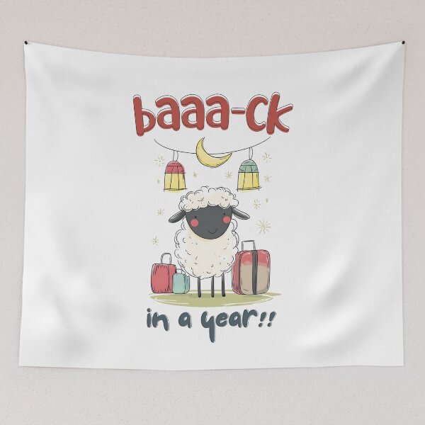 Item preview, Eid Sheep on Sabbatical | Baaa-ck in a Year! Crescent Moon, Lanterns & Luggage designed and sold by FUNqoosh.