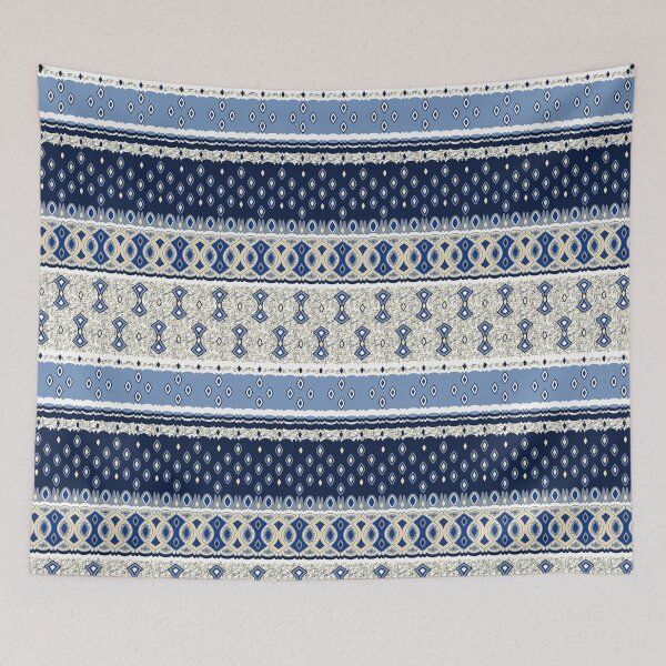 Item preview, Indigo Blue Lacey Folk Pattern  designed and sold by Sharon Schwalbe.