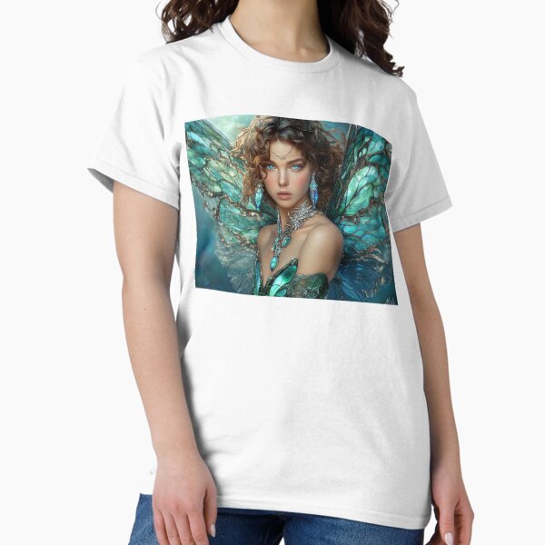 Aperçu de l'œuvre Fée Haute Couture : Chrysocolle et Émeraudes créée et vendue par ACuriousshoppe.