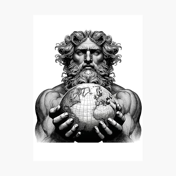 Item preview, Portrait of Atlas Holding the Earth designed and sold by NTGUILTY.