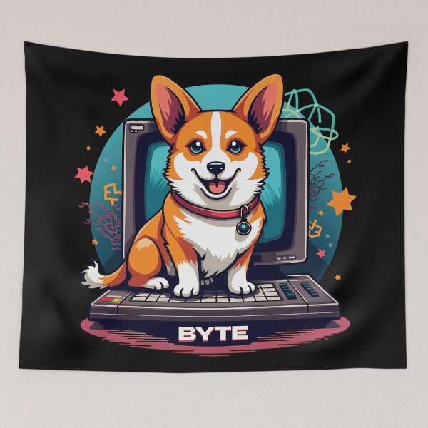 Item preview, Retro Computer Corgi – Corgi Byte Vintage Tech Charm designed and sold by zoughlal.