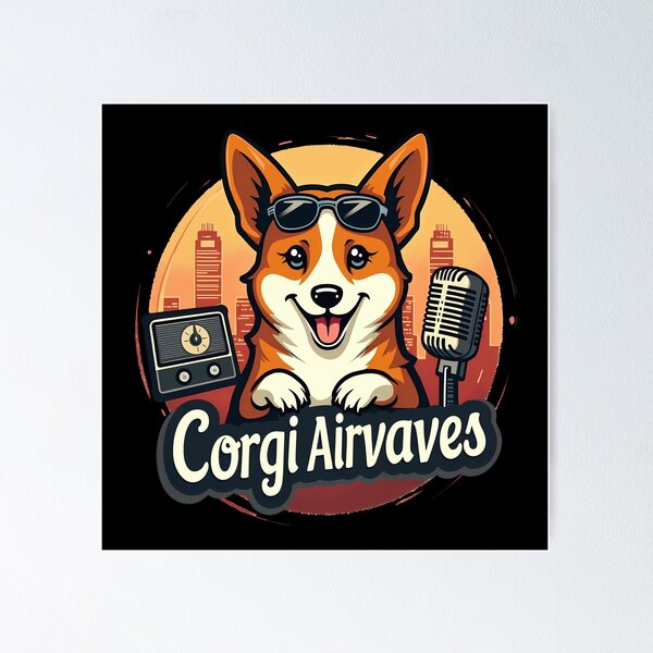 Item preview, Retro Radio Host Corgi – Corgi Airwaves Nostalgic Broadcast designed and sold by zoughlal.