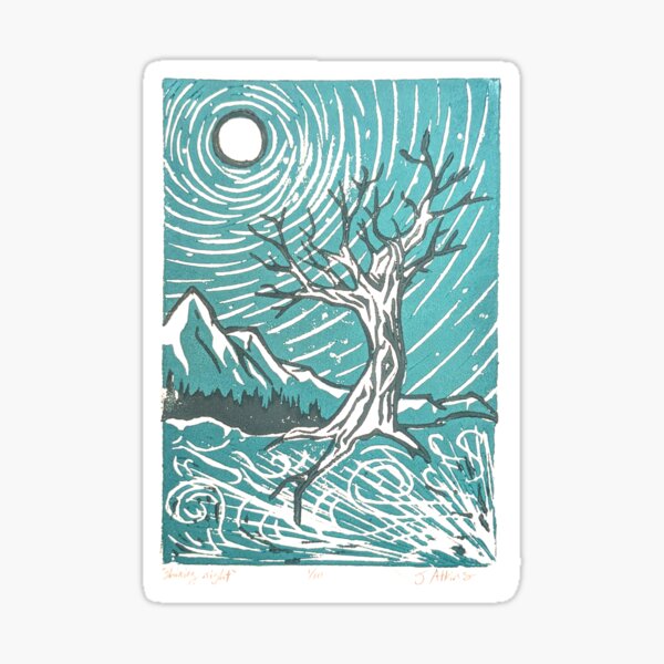 Item preview, "Shining Night" moonlit tree print designed and sold by JsStarvingArt.
