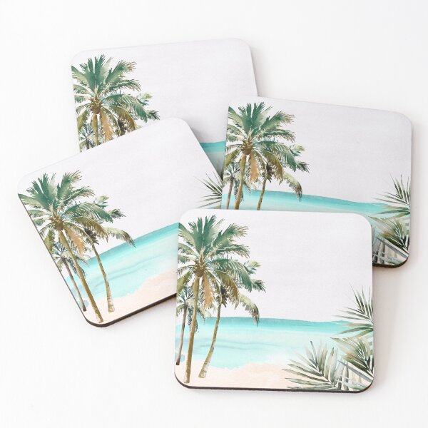 Item preview, Tropical Palm Tree Leaves Summer Blue Beach  designed and sold by Nature Hues.