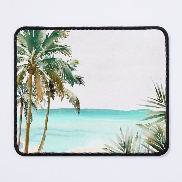 Item preview, Tropical Palm Tree Leaves Summer Blue Beach  designed and sold by Nature Hues.