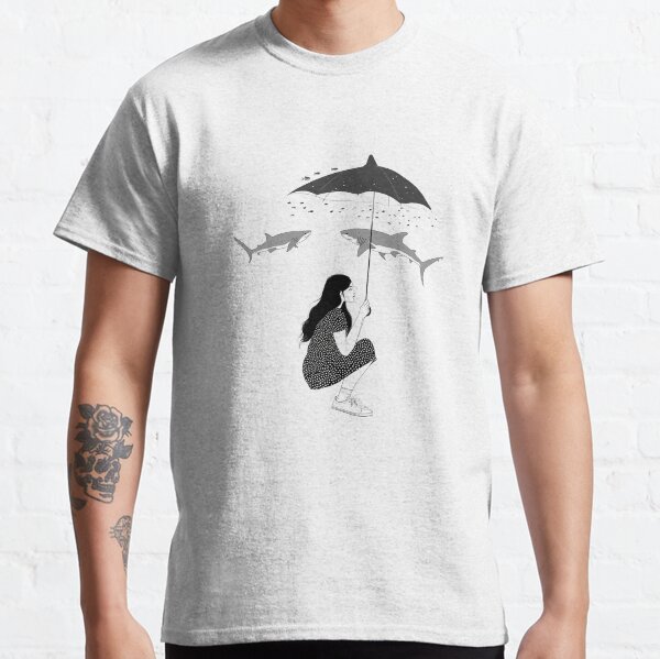 Vista previa del artículo con la obra «Sueños bajo la lluvia de tiburones», diseñado y vendido por BiloLouch.