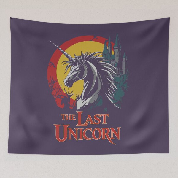 Item preview, Heavy Metal Inspired The Last Unicorn Graphic - Distressed Gothic Design with Mythical Unicorn and Castle - Dark Fantasy Movie Merch designed and sold by Space Hyenas.