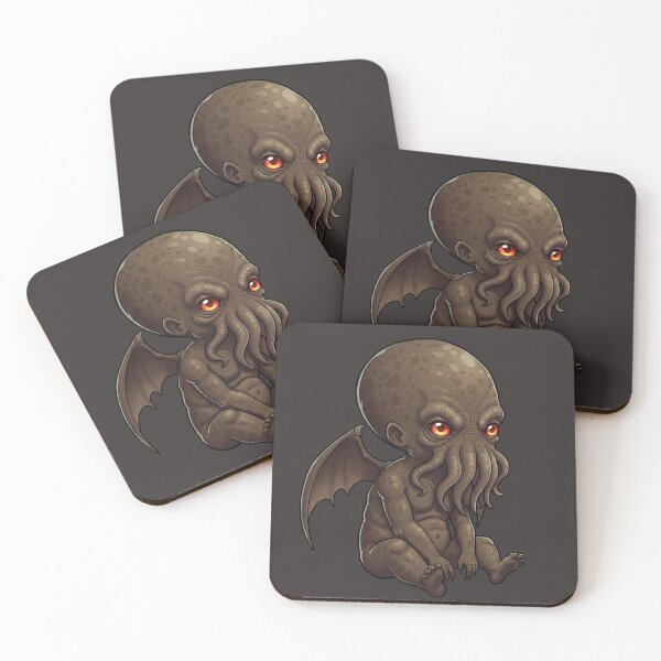 Item preview, Chibi Baby Cthulhu Illustration with Glowing Red Eyes - Cute and Spooky Cosmic Horror Design and Sticker Art designed and sold by Space Hyenas.