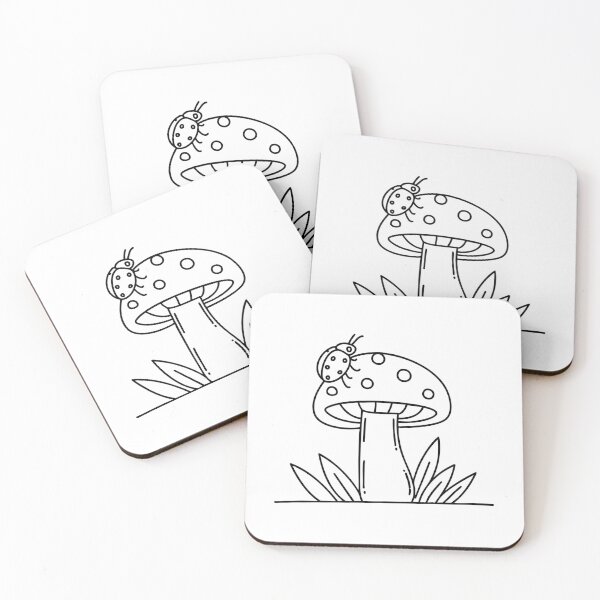 Item preview, Ladybug perched on a mushroom in a forest setting designed and sold by rasagamastore.
