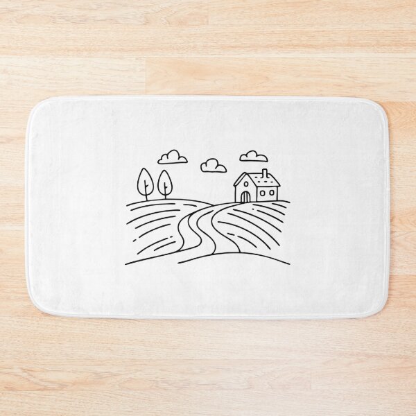 Item preview, Scenic landscape with rolling hills, a winding path, and a small cottage in the background designed and sold by rasagamastore.