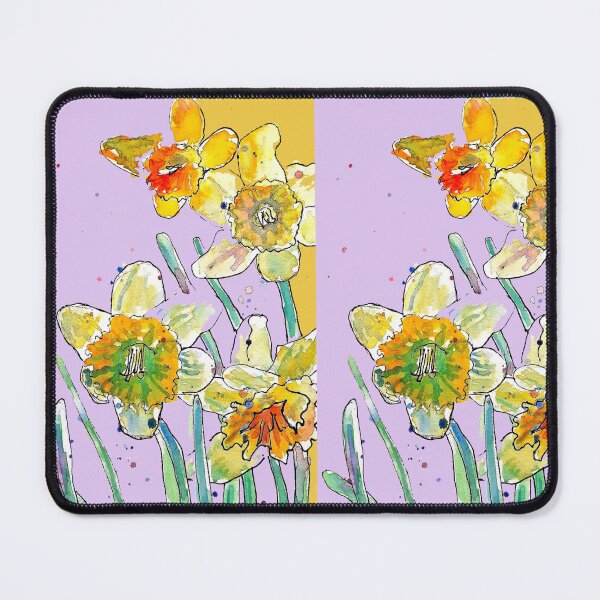 Item preview, Abstract Yellow Daffodil Watercolor Pattern on Mauve designed and sold by Sarah Rajkotwala.