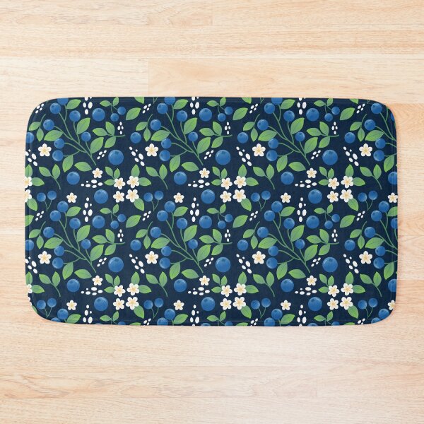 Item preview, blueberry pattern on black background designed and sold by Tarathai.