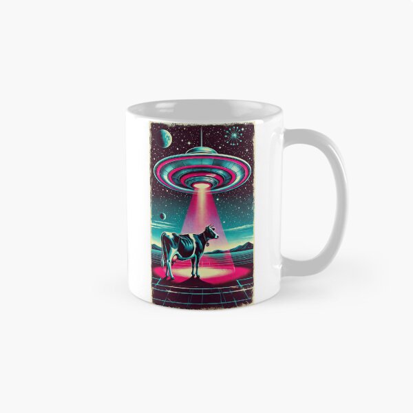 Item preview, Retro Futuristic UFO and Unsuspecting Cow designed and sold by UnZChannel.
