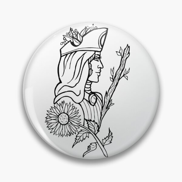 Item preview, Queen of Wands, simplified lineart designed and sold by BellaDonnaDeWolf.