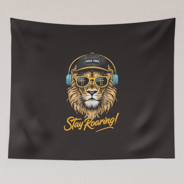 Item preview, Stay Roaring – Jesus Vibes - Lion of Judah with Headphones designed and sold by PolynesianGrace.