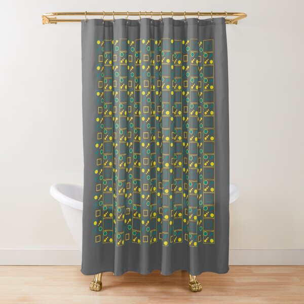 Luxury Gold & Teal Geometric Pattern Shower Curtain