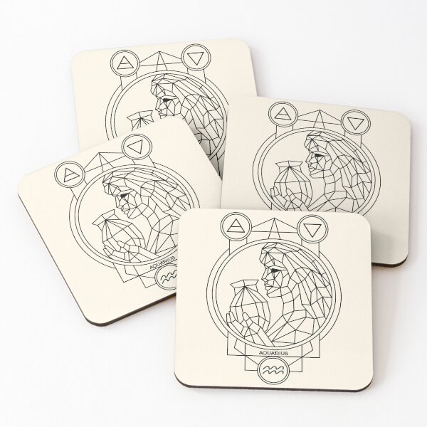 Item preview, Geomatric zodiac aquarius black line designed and sold by Atherisink.