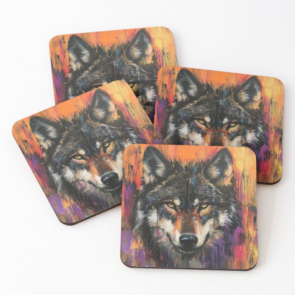 Item preview, Fiery Abstract Wolf with Intense Gaze designed and sold by UtasArtworks.