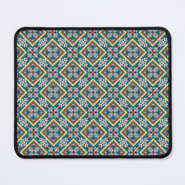 Item preview, Colorful Native Tribal Traditional Southwestern Aztec Geometric Square Grid Stripes Pattern designed and sold by BWDecorPattern.