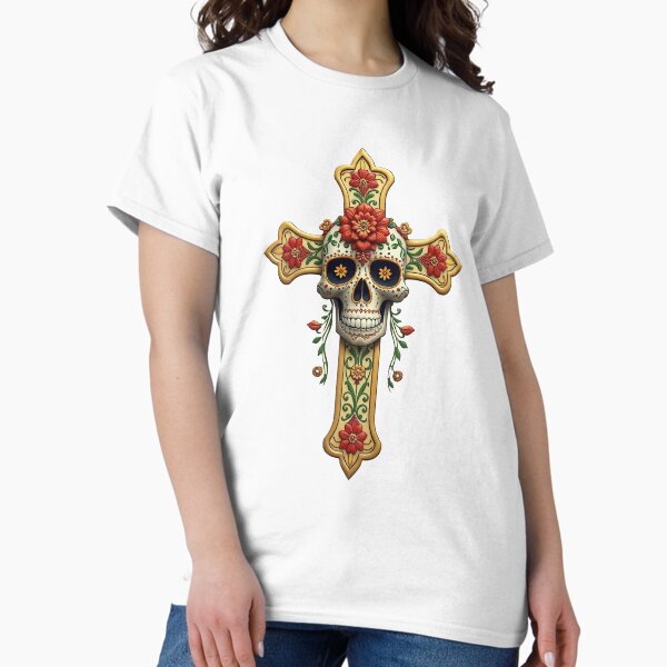 Vista previa del artículo con la obra «Cruz de calavera de azúcar», diseñado y vendido por Sugar Skull Texas.