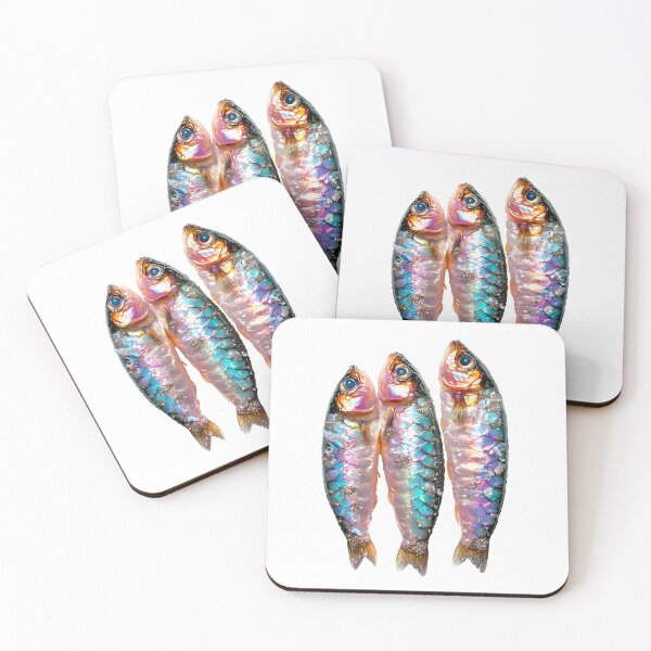 Item preview, Trio of sparkling fish with glowing scales. Abstract iridescent fish with rainbow hues designed and sold by Anastasiia Yurevych.