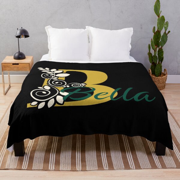 Item preview, Bella – Floral Name Design - Dark Emerald Green, Soft Gold & Light Cream White - (Personalizable) designed and sold by sabantha.
