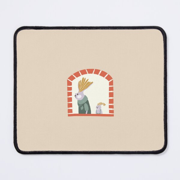 Item preview, Whimsical father and son rabbit passing through an ancient window designed and sold by aysegulkacar.
