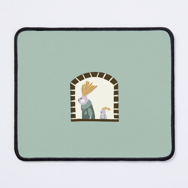Item preview, Whimsical father and son rabbit passing through an ancient window designed and sold by aysegulkacar.