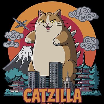 Artwork thumbnail, Catzilla Cat Funny Japanese Art by tmerchtrends