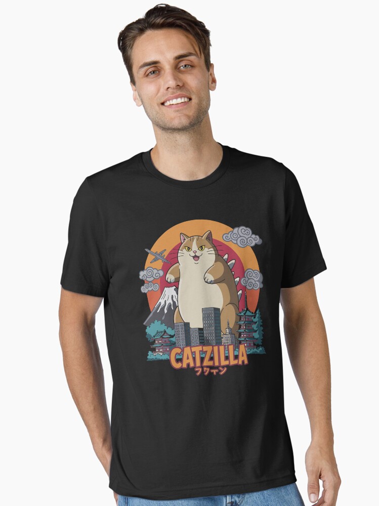 Thumbnail 1 of 7, Essential T-Shirt, Catzilla Cat Funny Japanese Art designed and sold by tmerchtrends.