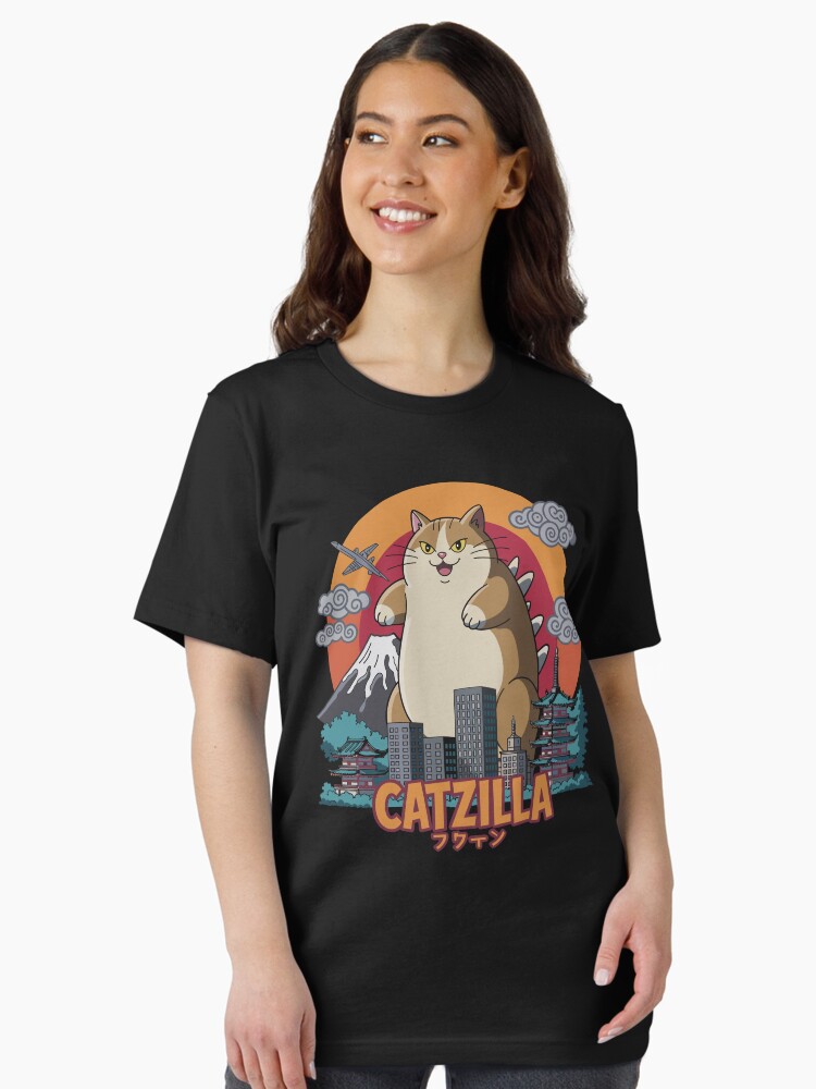 Thumbnail 2 of 7, Essential T-Shirt, Catzilla Cat Funny Japanese Art designed and sold by tmerchtrends.